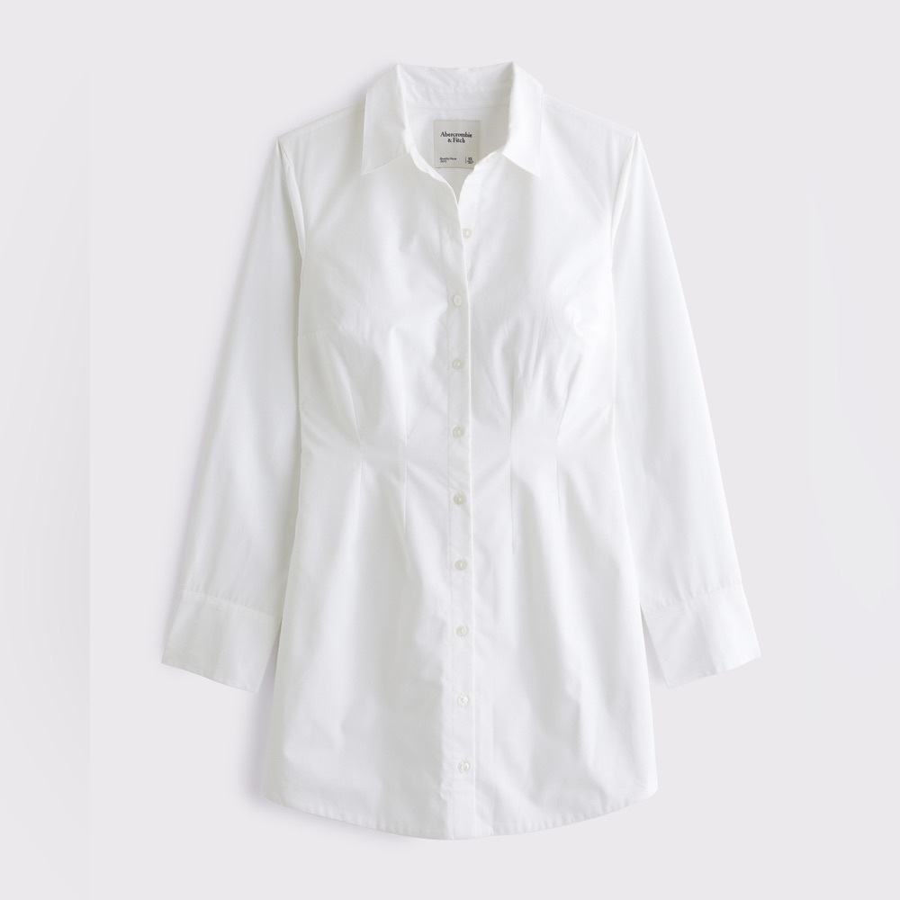 Abercrombie & Fitch Fitted Long-Sleeve Mini Shirt Dress size XL TALL BNWT ✨